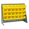 27" L x 8" W x 21" Hgt. Bench Rack with 24 - 7-3/8" L x 4-1/8" W x 3" Hgt. Yellow Bins