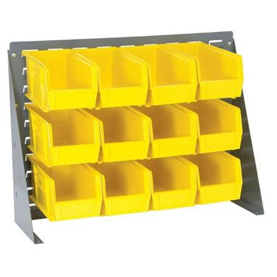 27" L x 8" W x 21" Hgt. Bench Rack with 12 - 10-7/8" L x 5-1/2" W x 5" Hgt. Yellow Bins