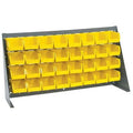 36" L x 8" W x 19" Hgt. Bench Rack with 32 - 5-3/8" L x 4-1/8" W x 3" Hgt. Yellow Bins