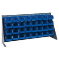 36" L x 8" W x 19" Hgt. Bench Rack with 32 - 7-3/8" L x 4-1/8" W x 3" Hgt. Blue Bins