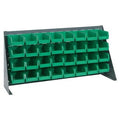 36" L x 8" W x 19" Hgt. Bench Rack with 32 - 7-3/8" L x 4-1/8" W x 3" Hgt. Green Bins