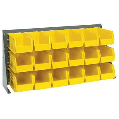 36" L x 8" W x 19" Hgt. Bench Rack with 18 - 10-7/8" L x 5-1/2" W x 5" Hgt. Yellow Bins
