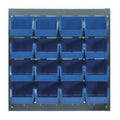18" L x 19" Hgt. Louvered Panel with 16 - 7-3/8" L x 4-1/8" W x 3" Hgt. Blue Bins