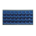 36" L x 19" Hgt. Louvered Panel with 32 - 7-3/8" L x 4-1/8" W x 3" Hgt. Blue Bins