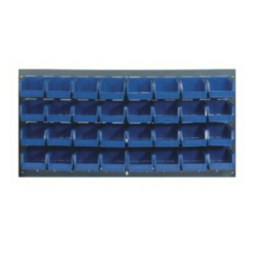 36" L x 19" Hgt. Louvered Panel with 32 - 7-3/8" L x 4-1/8" W x 3" Hgt. Blue Bins