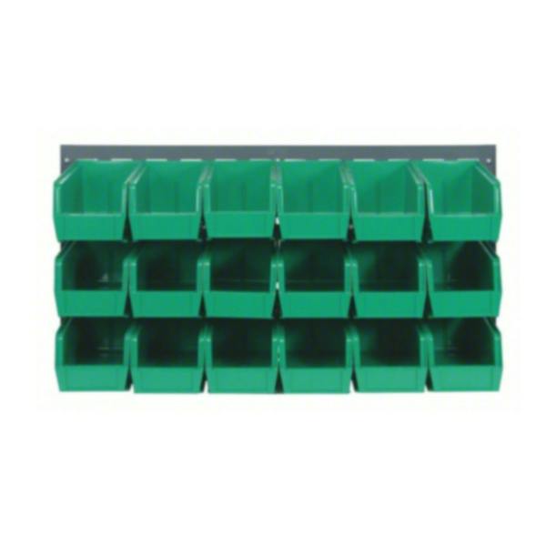 36" L x 19" Hgt. Louvered Panel with 18 - 10-7/8" L x 5-1/2" W x 5" Hgt. Green Bins