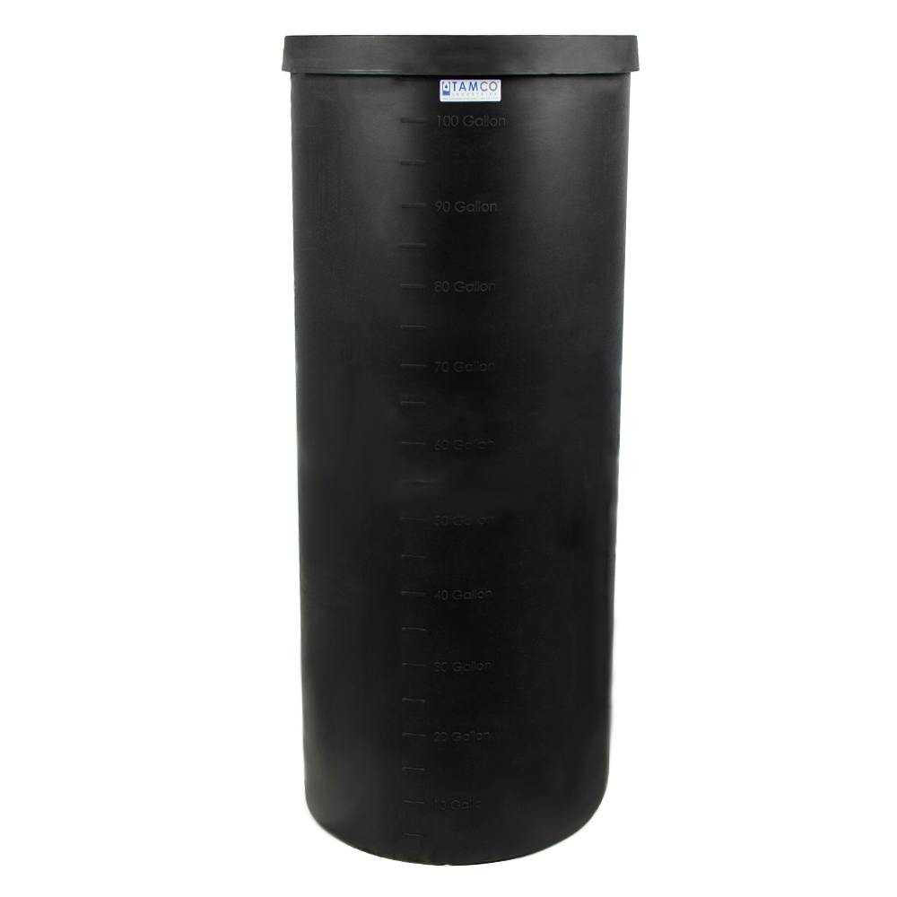 105 Gallon Black LLDPE Cylindrical Tamco® Heavy-Wall Graduated Tank with External Flange - 24" Dia. x 58" Hgt. (Cover Sold Separately)