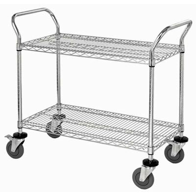 2-Shelf Wire Shelving Cart - 24" L x 36" W x 40" Hgt.