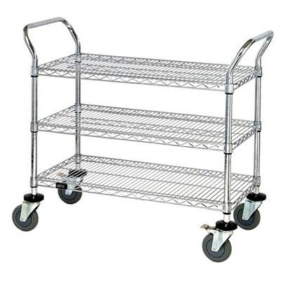 3-Shelf Wire Shelving Cart - 18" W x 42" L x 40" Hgt.