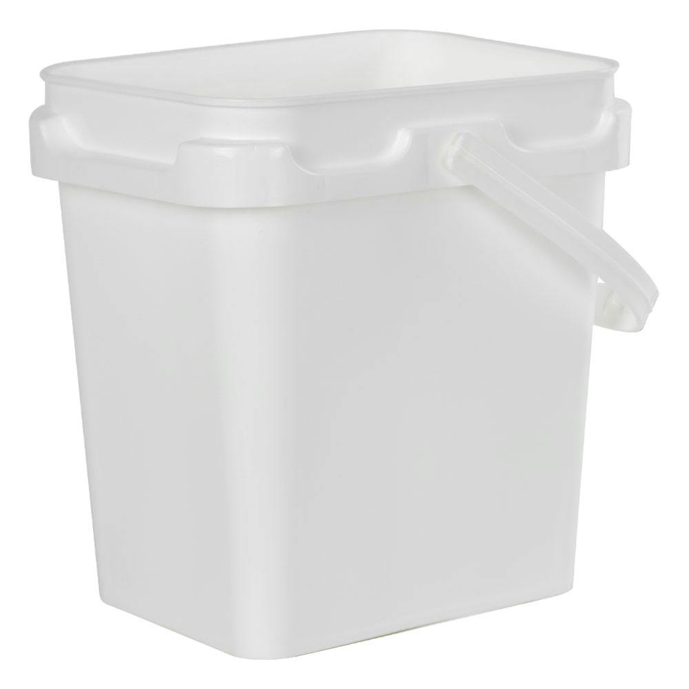 1 Gallon White Polypropylene Super Kube K3 UN Rated Square Bucket with Plastic Handle (Lid Sold Separately)