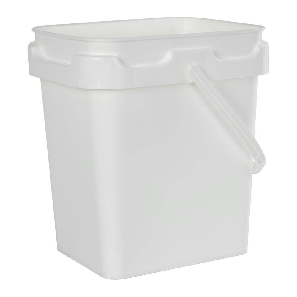 2 Gallon White Polypropylene Super Kube K3 UN Rated Square Bucket with Plastic Handle (Lid Sold Separately)