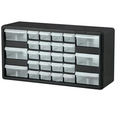 26 Drawer Black Plastic Storage Cabinet 20" L x 6-3/8" W x 10-1-1/4" Hgt.