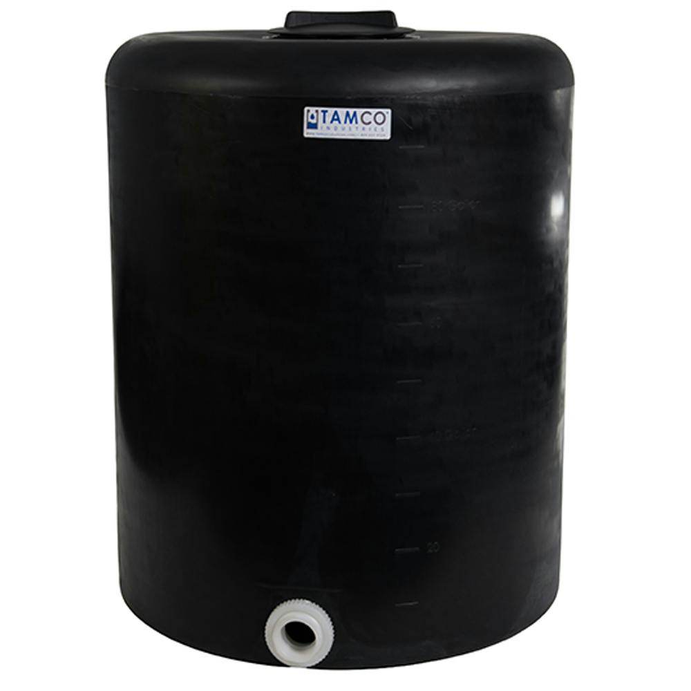 100 Gallon Tamco® Vertical Black PE Tank with 8" Lid & 2" Fitting - 30" Dia. x 36" Hgt.