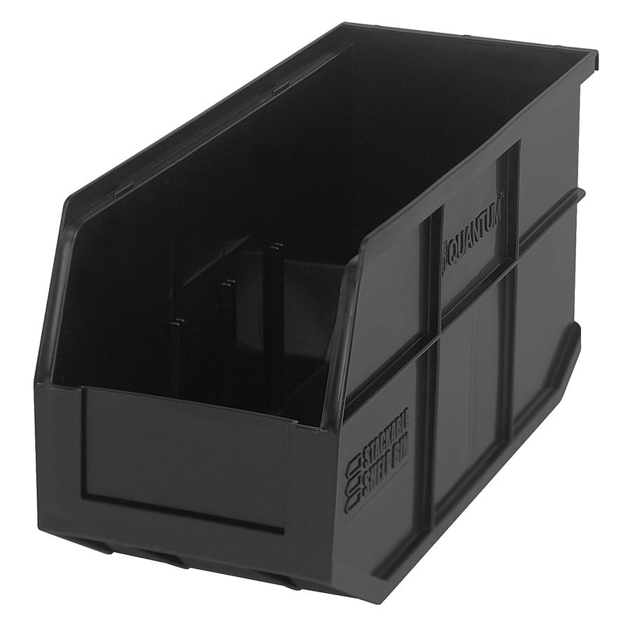 14" L x 6" W x 7" Hgt. Quantum® Black Stackable Shelf Bin