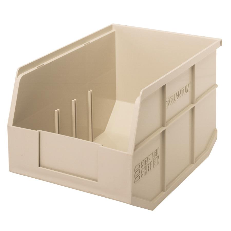 12" L x 8-1/4" W x 7" Hgt. Quantum® Ivory Stackable Shelf Bin