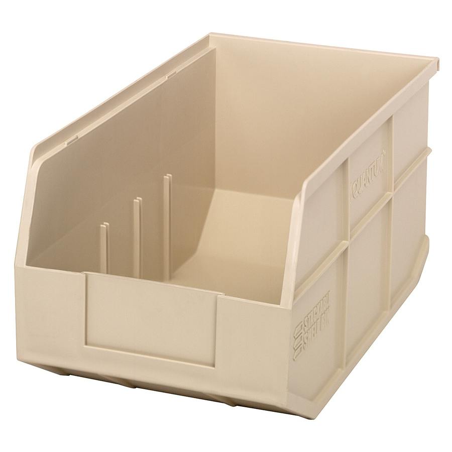 14" L x 8-1/4" W x 7" Hgt. Quantum® Ivory Stackable Shelf Bin