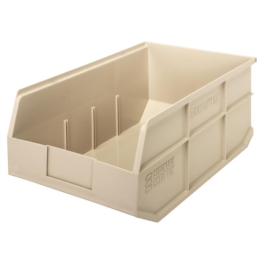 18" L x 11" W x 7" Hgt. Quantum® Ivory Stackable Shelf Bin