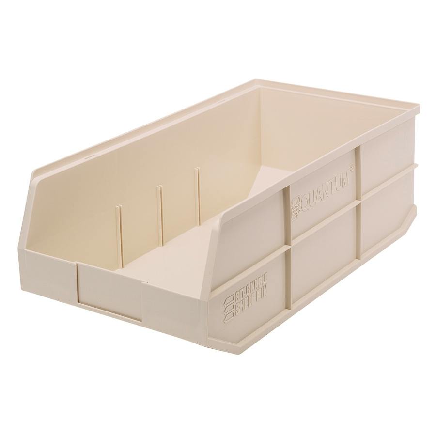 20-1/2" L x 11" W x 7" Hgt. Quantum® Ivory Stackable Shelf Bin