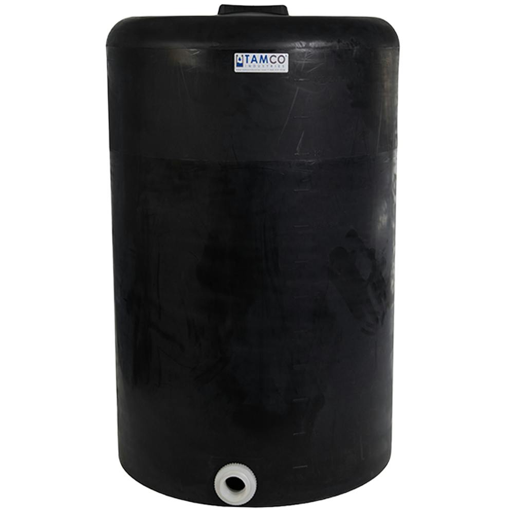 130 Gallon Tamco® Vertical Black PE Tank with 8" Lid & 2" Fitting - 30" Dia. x 47" Hgt.