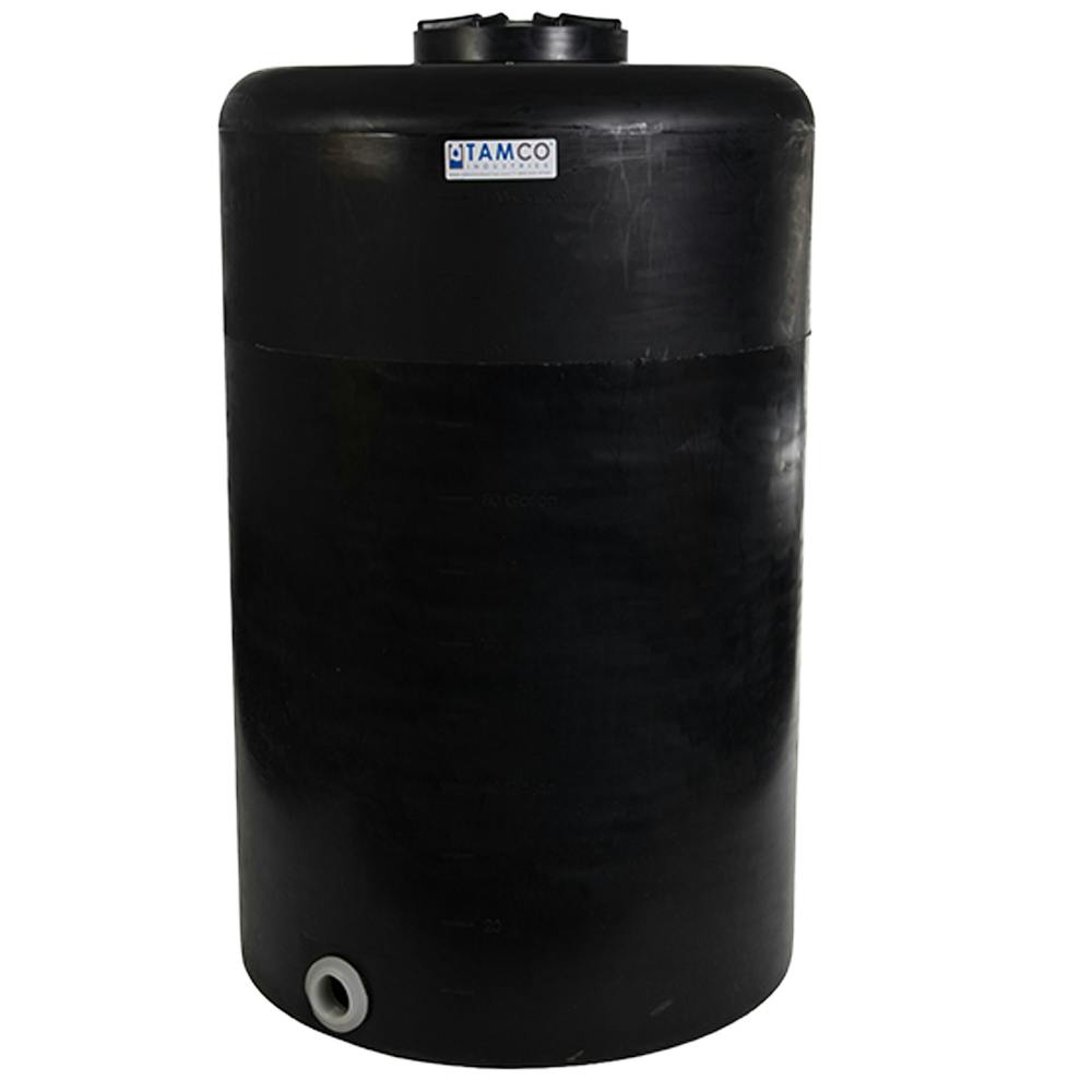 130 Gallon Tamco® Vertical Black PE Tank with 12-1/2" Lid & 2" Fitting - 30" Dia. x 47" Hgt.