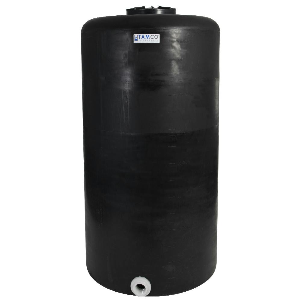 160 Gallon Tamco® Vertical Black PE Tank with 12-1/2" Lid & 2" Fitting - 30" Dia. x 57" Hgt.