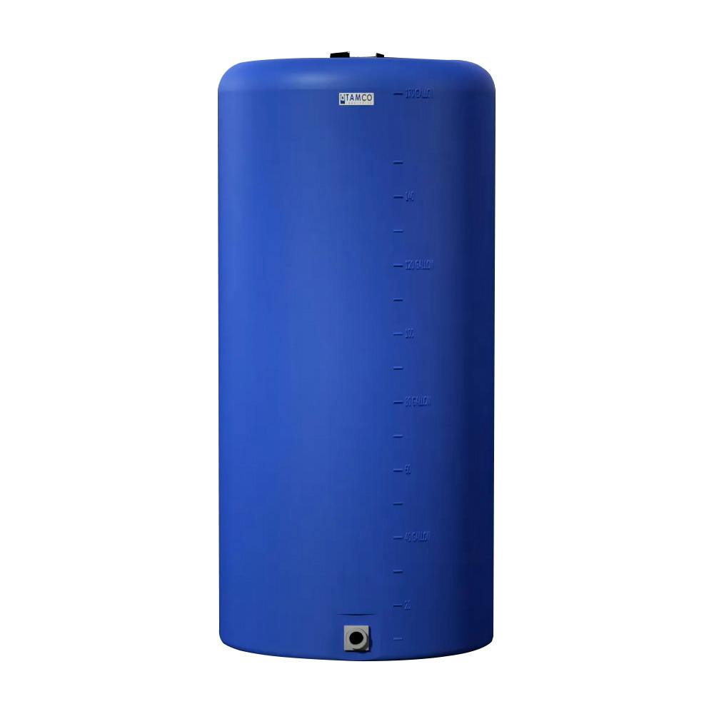 175 Gallon Tamco® Vertical Blue PE Tank with 8" Lid & 2" Fitting - 30" Dia. x 63" Hgt.