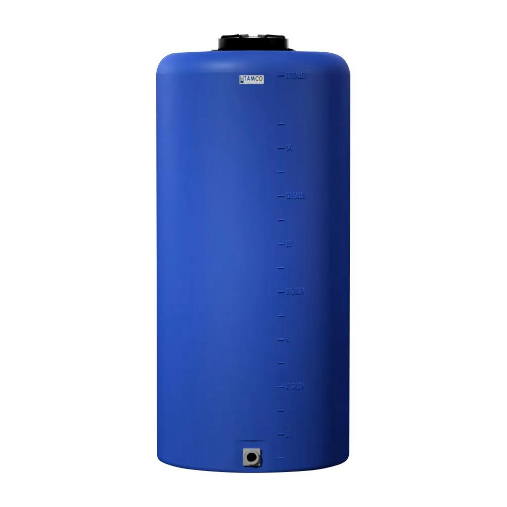 175 Gallon Tamco® Vertical Blue PE Tank with 12-1/2" Lid & 2" Fitting - 30" Dia. x 63" Hgt.