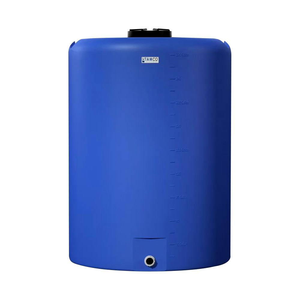 270 Gallon Tamco® Vertical Blue PE Tank with 12-1/2" Lid & 2" Fitting - 40" Dia. x 55" Hgt.