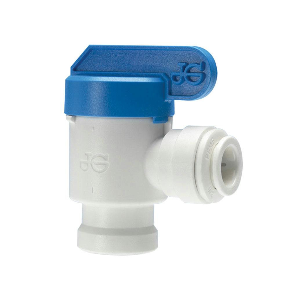1/4" Tube OD x 1/4" FNPTF Speedfit® White Polypropylene Shut-Off Valve Elbow