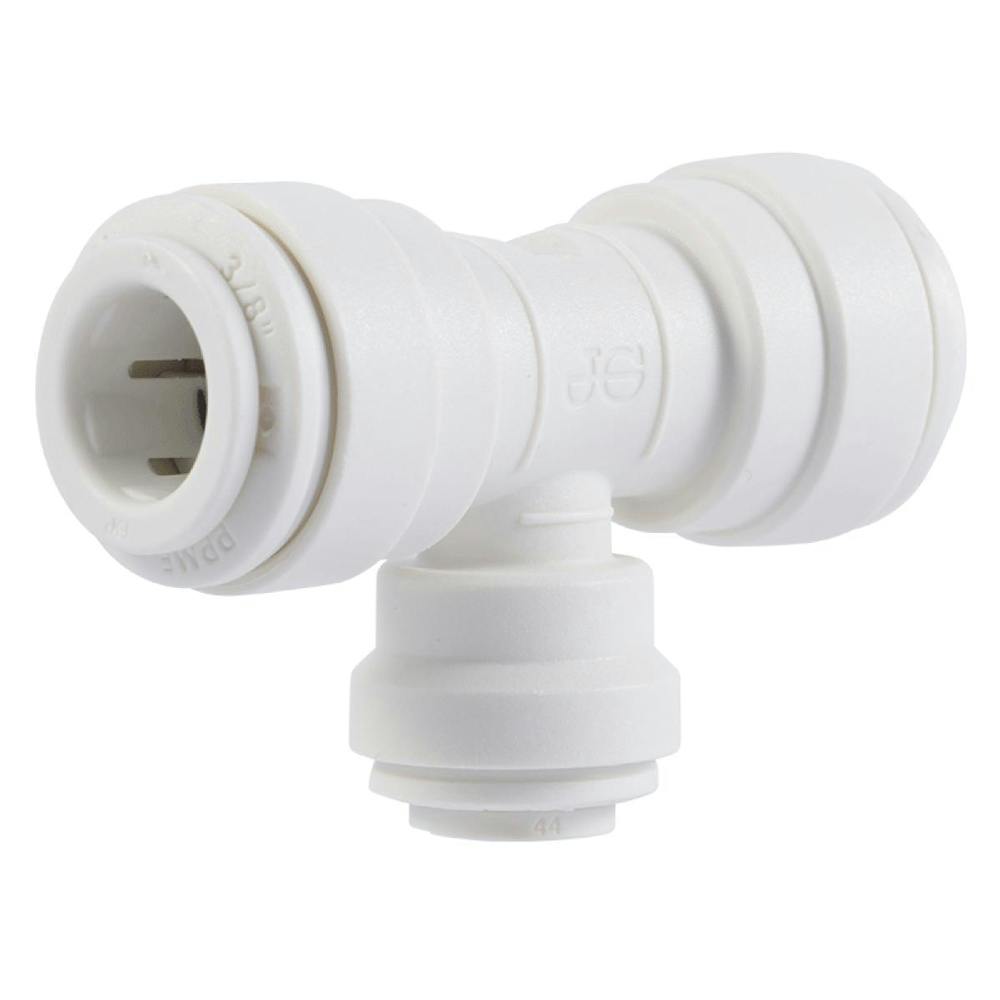 3/8" Tube OD x 3/8" Tube OD x 1/4" Tube OD Branch White Polypropylene Reducing Tee