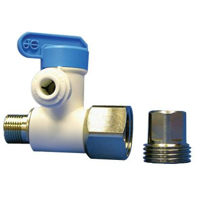 1/2" Male NPS x 3/8" Female NPS x 3/8" Tube OD Polypropylene Angle Stop Adapter Valve w/Conversion Adapter