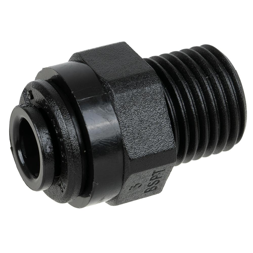 6mm OD x 1/4" BSPT Black Acetal Metric Male Connector