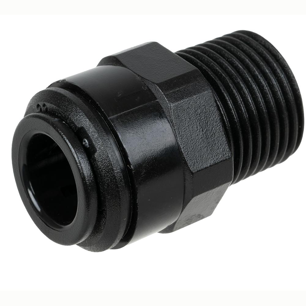 10mm OD x 3/8" BSPT Black Acetal Metric Male Connector