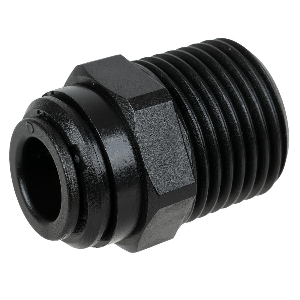 10mm OD x 1/2" BSPT Black Acetal Metric Male Connector