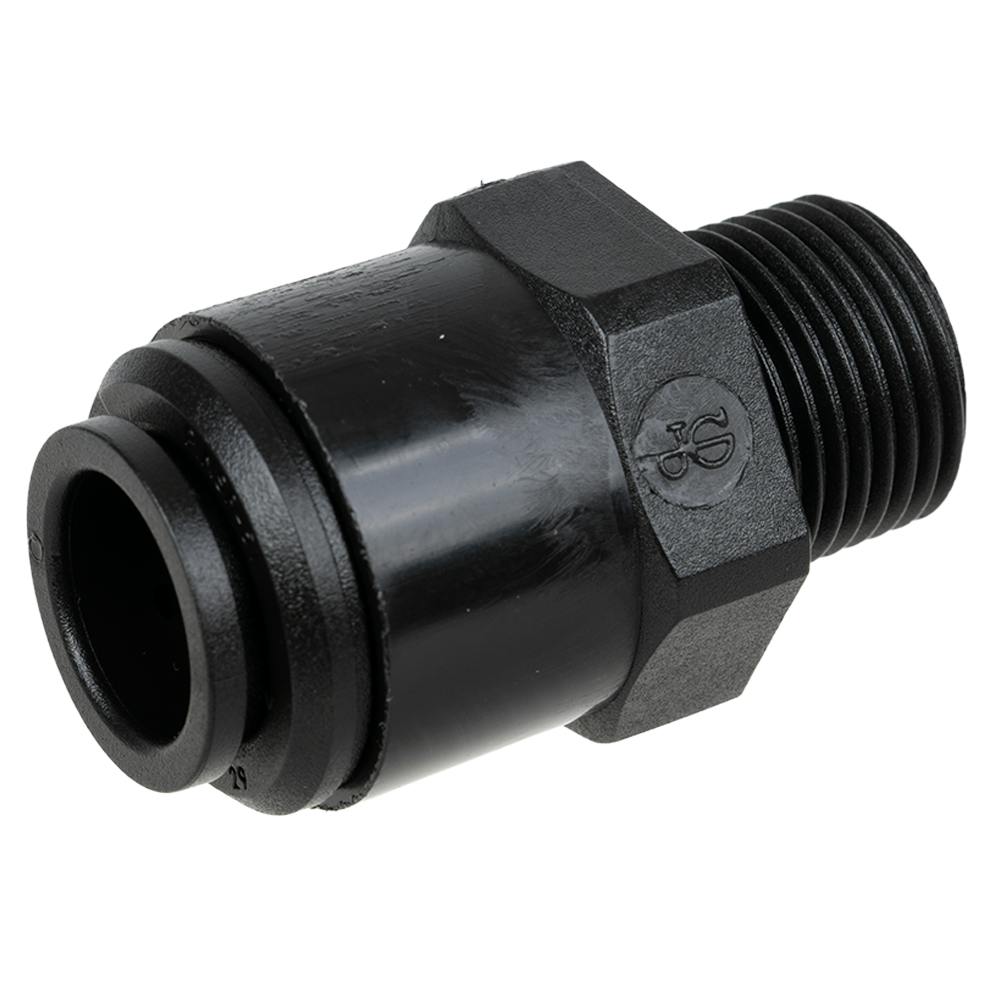 12mm OD x 3/8" BSPT Black Acetal Metric Male Connector