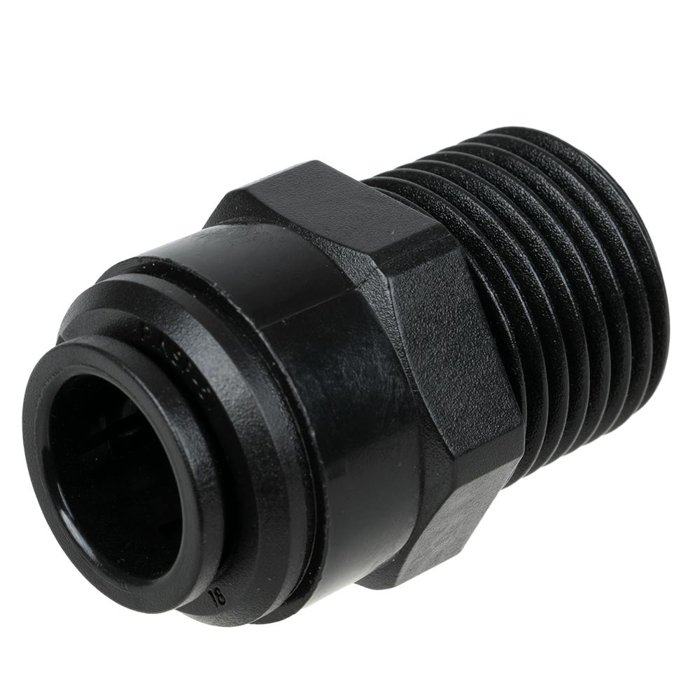 12mm OD x 1/2" BSPT Black Acetal Metric Male Connector