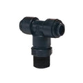 10mm Tube OD x 1/4" BST Black Acetal Metric Swivel Branch Tee