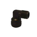 6mm Tube OD x 1/4" NPTF Black Acetal Metric Fixed Elbow
