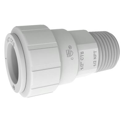 1/2" CTS x 1/2" NPT White Polysulfone Male Connector