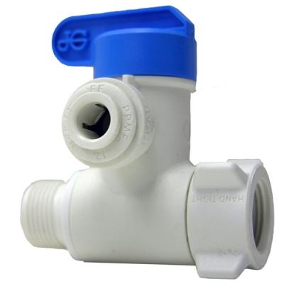 3/8" Male NPS x 3/8" Female NPS x 3/8" Tube OD Polypropylene Angle Stop Adapter Valve