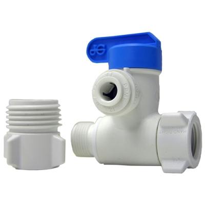 1/2" Male NPS x 3/8" Female NPS x 3/8" Tube OD Polypropylene Angle Stop Adapter Valve w/Conversion Adapter