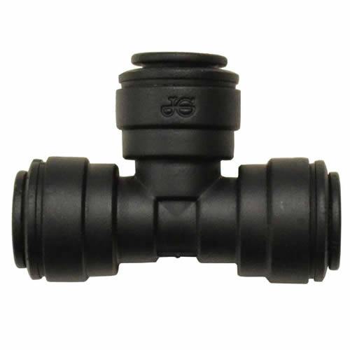1/4" Tube OD Black Polypropylene Union Tee