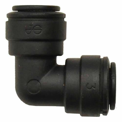 1/4" Tube OD Black Polypropylene Union Elbow