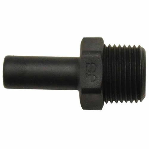 1/4" Stem OD x 1/8" MNPTF Black Polypropylene Stem Adapter