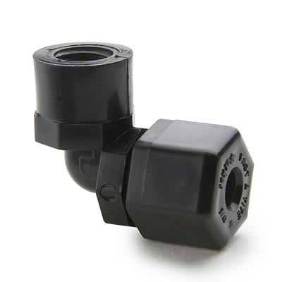 1/4" Nom. Tube OD x 1/4" Female NPTF Black Polypropylene Elbow