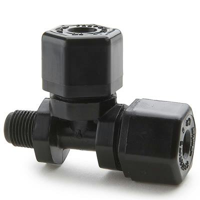 1/4" Nom. Tube OD x 1/8" Male NPTF Black Polypropylene Male Run Tee