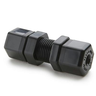 3/8" Nom. Tube OD Black Polypropylene Bulkhead Connector