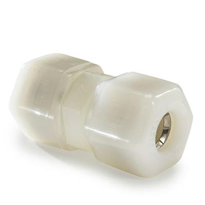 1/2" Nom. Tube OD x 3/8" Nom. Tube OD White Nylon Reducer Union Connector