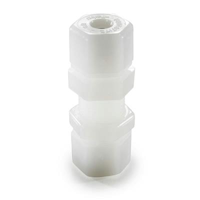 1/2" Nom. Tube OD White Nylon Bulkhead Connector