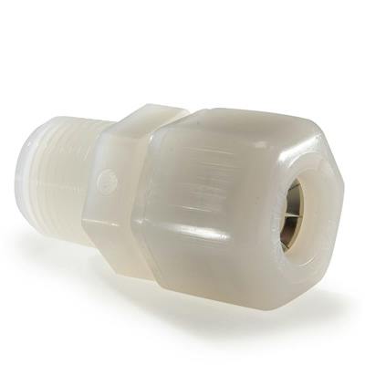 1/2" Nom. Tube OD x 3/8" Male NPTF White Nylon Male Connector